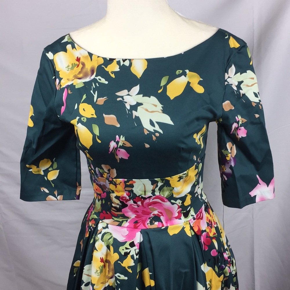 Floral Hepburn Vintage Style Cocktail Dress